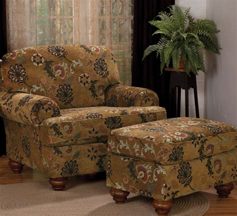 overstuffed chairs with matching ottoman.